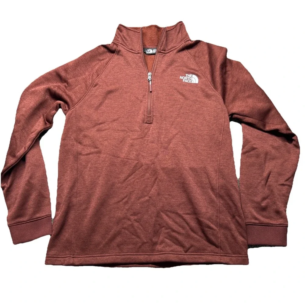 The North Face mens Sweatshirt‎ 1/4 Zip M Pullover Brown Moch Neck Active Wear